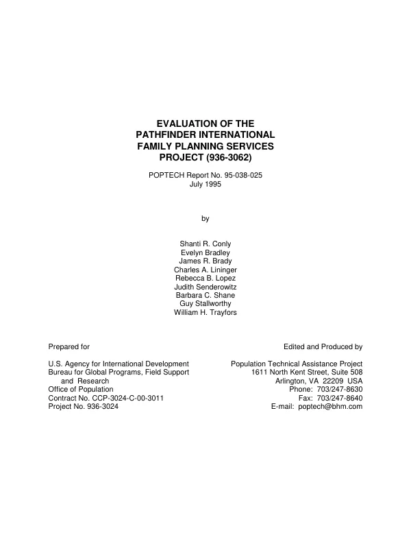 Evaluation of the Pathfinder International family planning services project (936-3062)