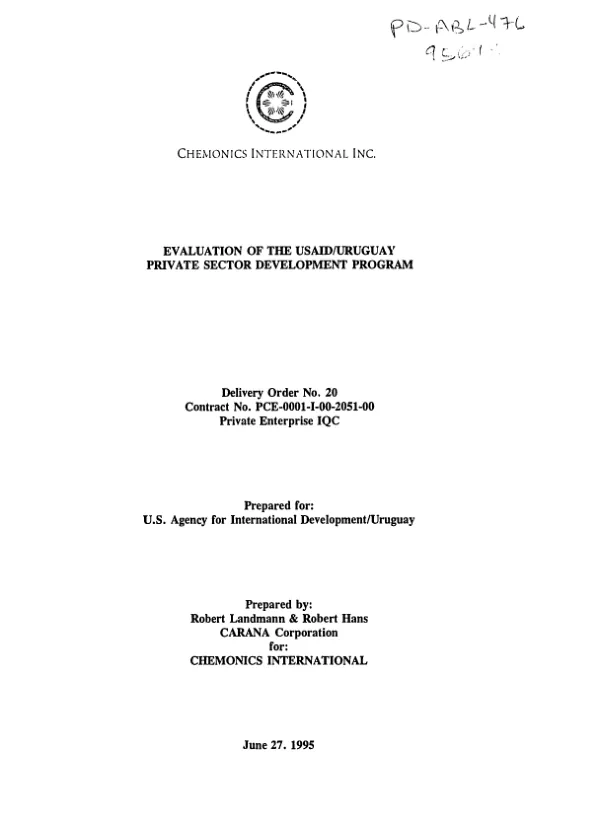 Evaluation of the USAID/Uruguay private sector development program