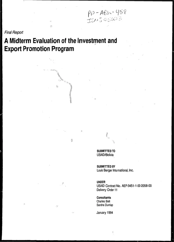 Final report : a midterm evaluation of the investment and export promotion program