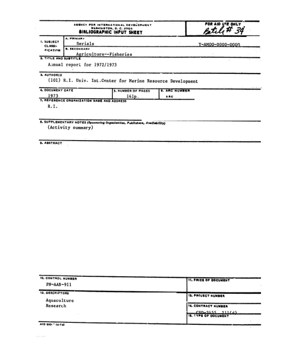 Annual report for 1972/1973