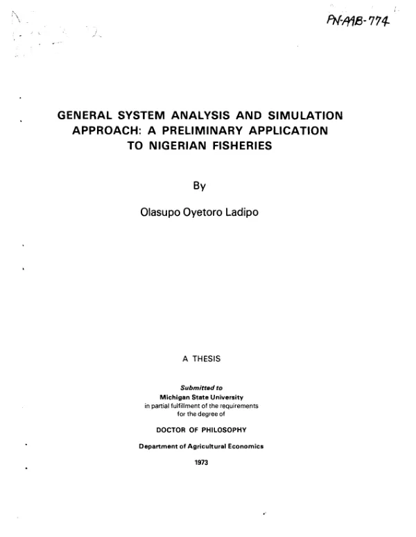 General system analysis and simulation approach : a preliminary application to Nigerian fisheries