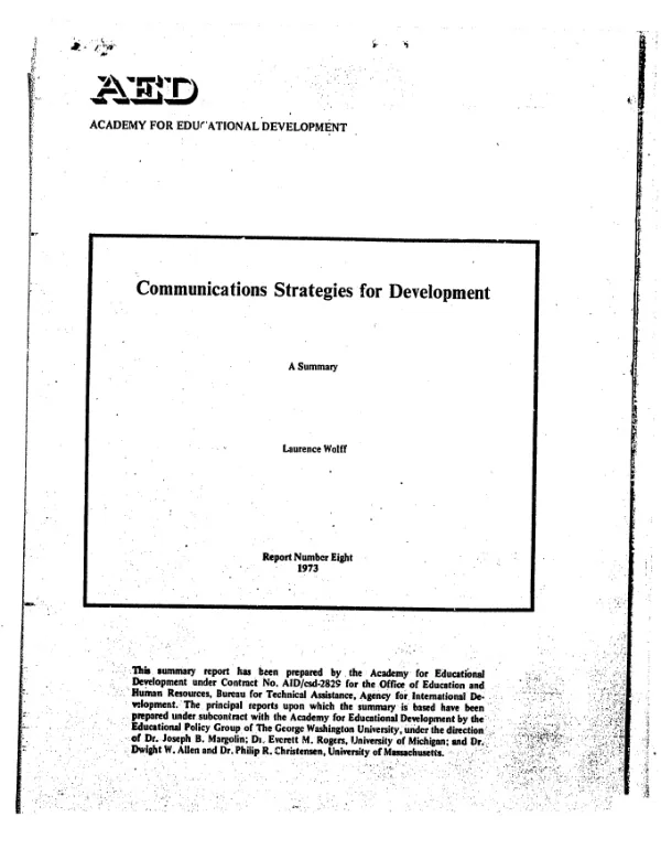Communications strategies for development : a summary