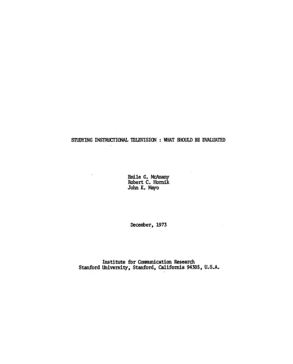 Studying instructional television : what should be evaluated