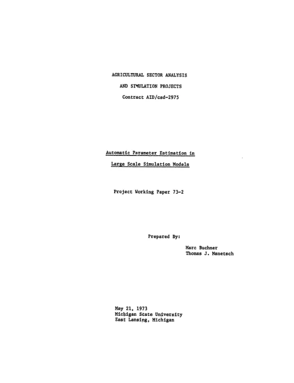 Automatic parameter estimation in large scale simulation models