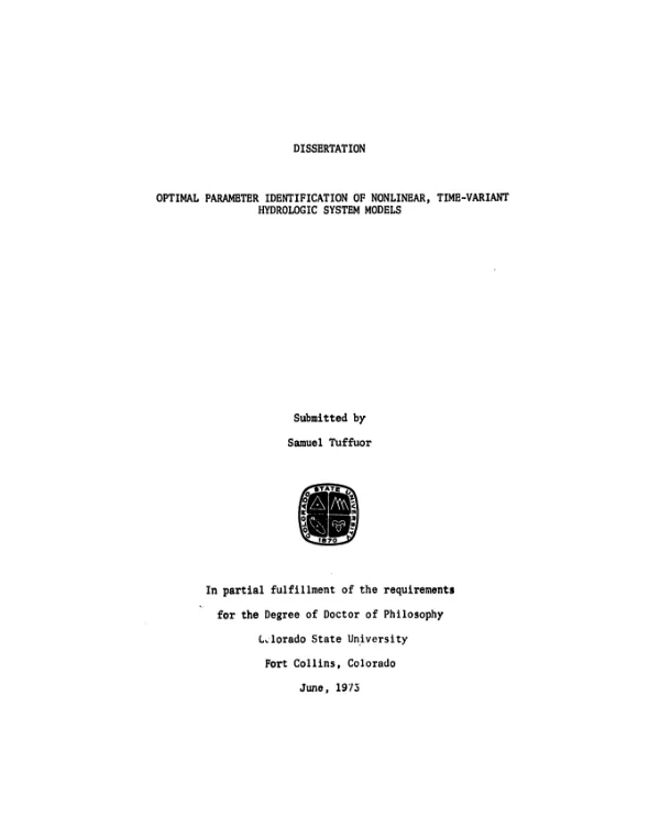 Optimal parameter identification of nonlinear, time - variant hydrologic system models