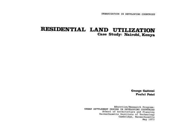 Residential land utilization case study, Nairobi, Kenya