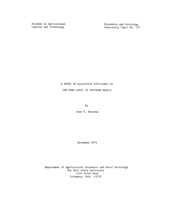 Study of allocative efficiency at the farm level in southern Brazil