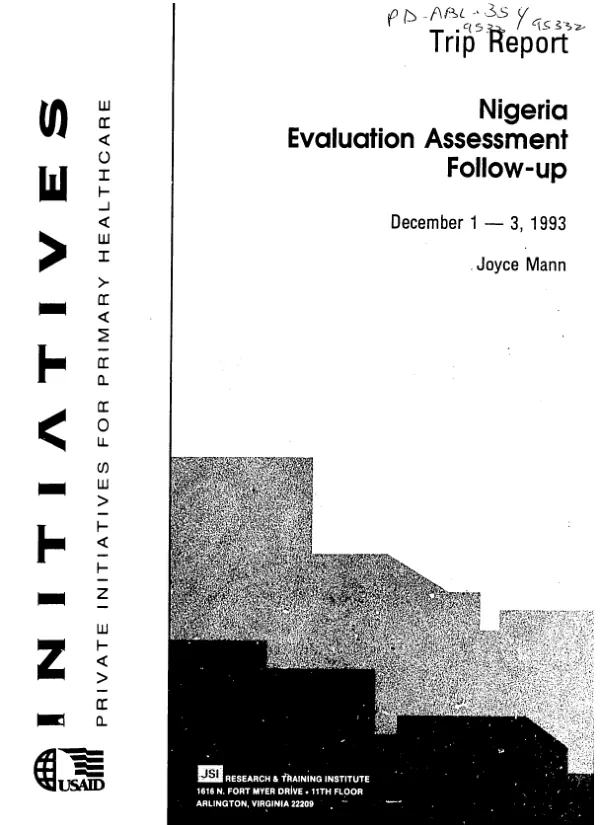 Trip report : Nigeria -- evaluation assessment follow-up, December 1-3, 1993
