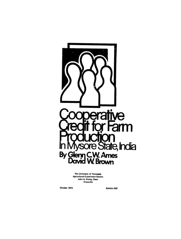 Cooperative credit for farm production in Mysore State, India