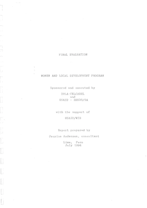 Final evaluation : women and local development program
