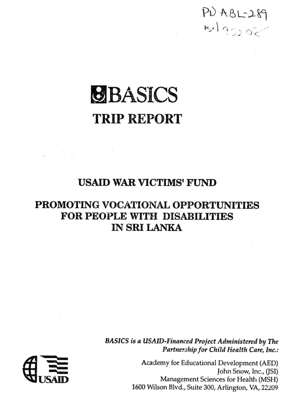 Promoting vocational opportunities for people with disabilities in Sri Lanka