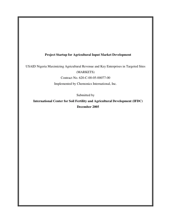 Project startup for agricultural input market development