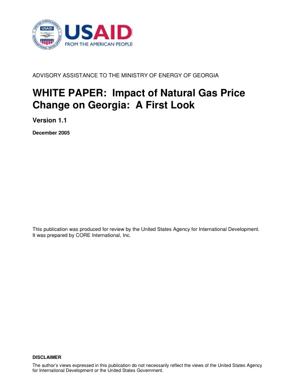 White paper : impact of natural gas price change on Georgia -- a first look