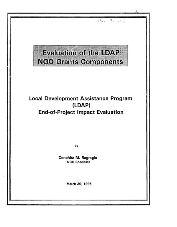 Evaluation of the LDAP NGO grants component : local development assistance program (LDAP) -- end-of-project impact evaluation