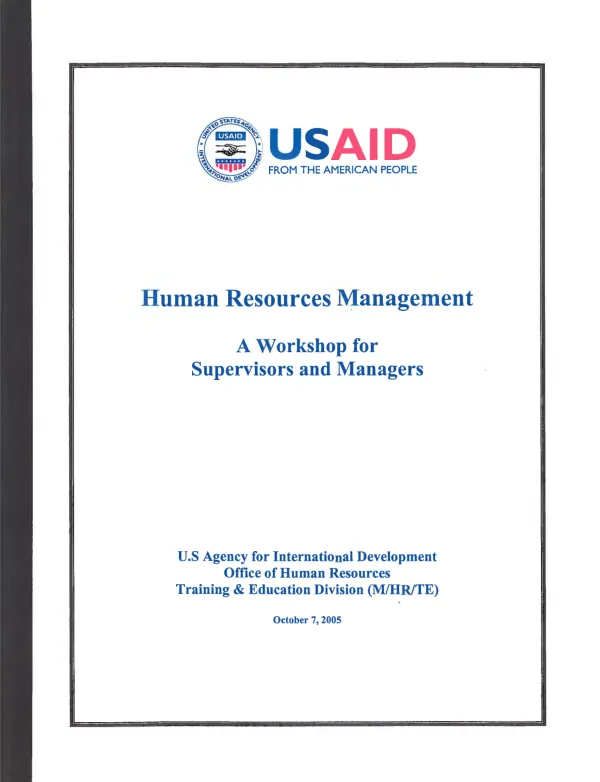 Human resources management : a workshop for supervisors and managers