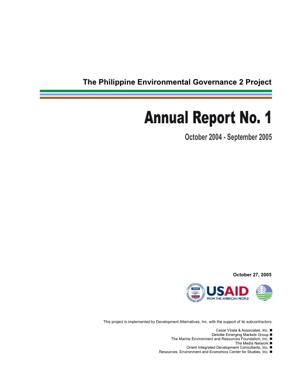 Philippine environmental governance 2 project : annual report no. 1, October 2004-September 2005