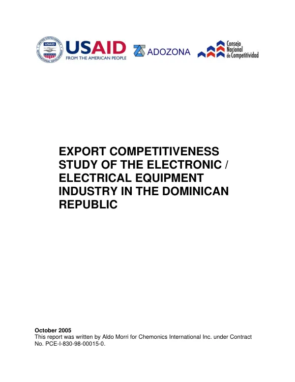 Export competitiveness study of the electronic/electrical equipment industry in the Dominican Republic