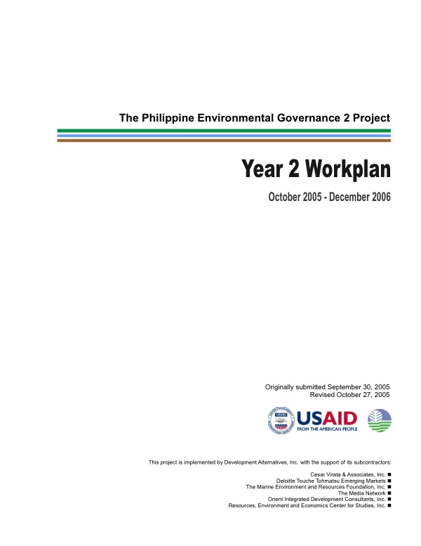 Philippine environmental governance 2 project : year 2 workplan, October 2005-December 2006