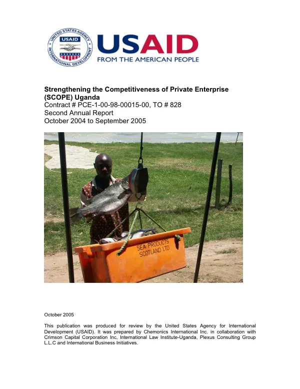 Strengthening the competitiveness of private enterprise (SCOPE) Uganda : second annual report, October 2004 to September 2005