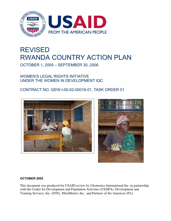 Revised Rwanda country action plan : October 1, 2005-September 30, 2006 -- women"s legal rights initiative under the women in development IQC