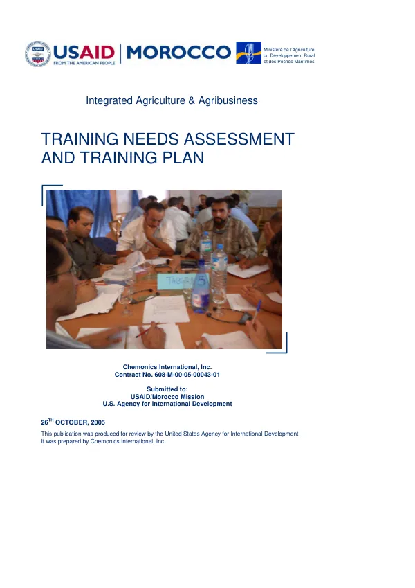 Training needs assessment and training plan