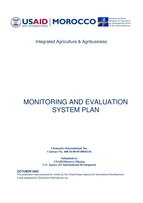 Monitoring and evaluation system plan