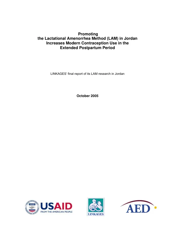 Promoting the lactational amenorrhea method (LAM) in Jordan increases modern contraception use in the extended postpartum period