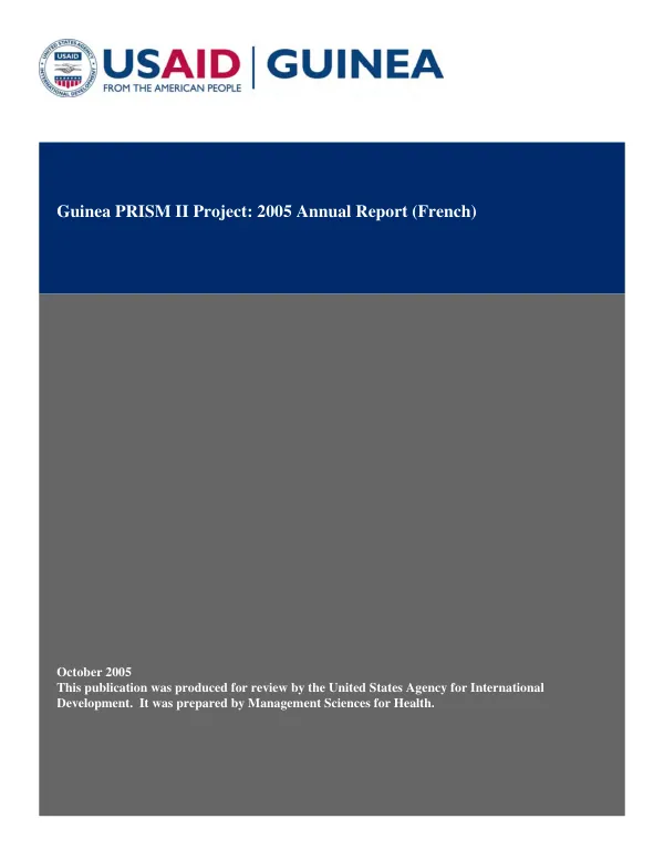 Guinea PRISM II project : 2005 annual report (French)