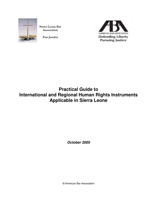 Practical guide to international and regional human rights instruments applicable in Sierra Leone