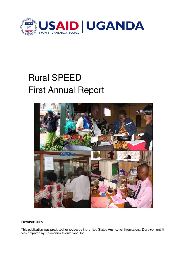 Rural SPEED, rural savings promotion & enhancement of enterprise development : first annual report, January-September 2005