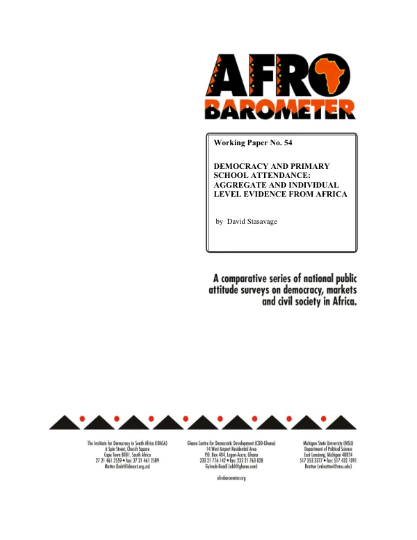 Democracy and primary school attendance : aggregate and individual level evidence from Africa