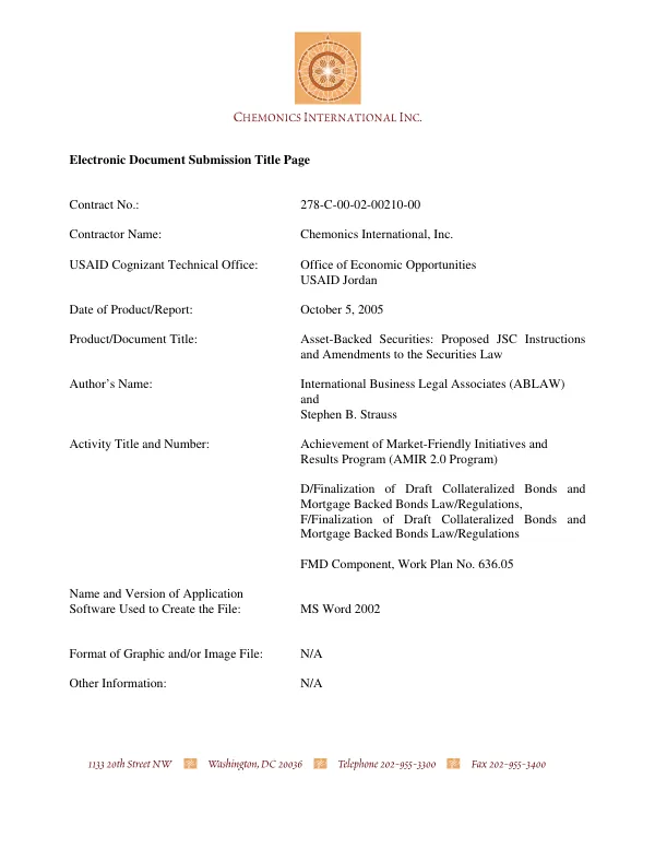 Asset-backed securities : proposed JSC instructions and amendments to the securities law