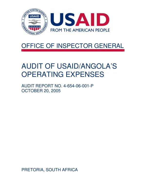 Audit of USAID/Angola"s operating expenses