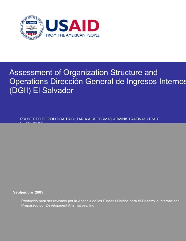 Assessment of organization structure and operations direccion general de ingresos internos (DGII) El Salvador