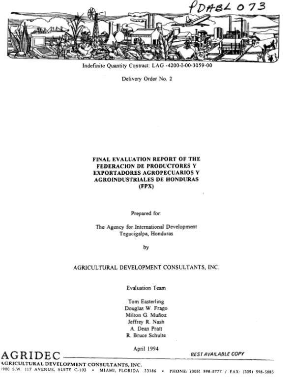Final evaluation report of the Federacion de Productores y Exportadores Agropecuarios y Agroindustriales de Honduras (FPX)