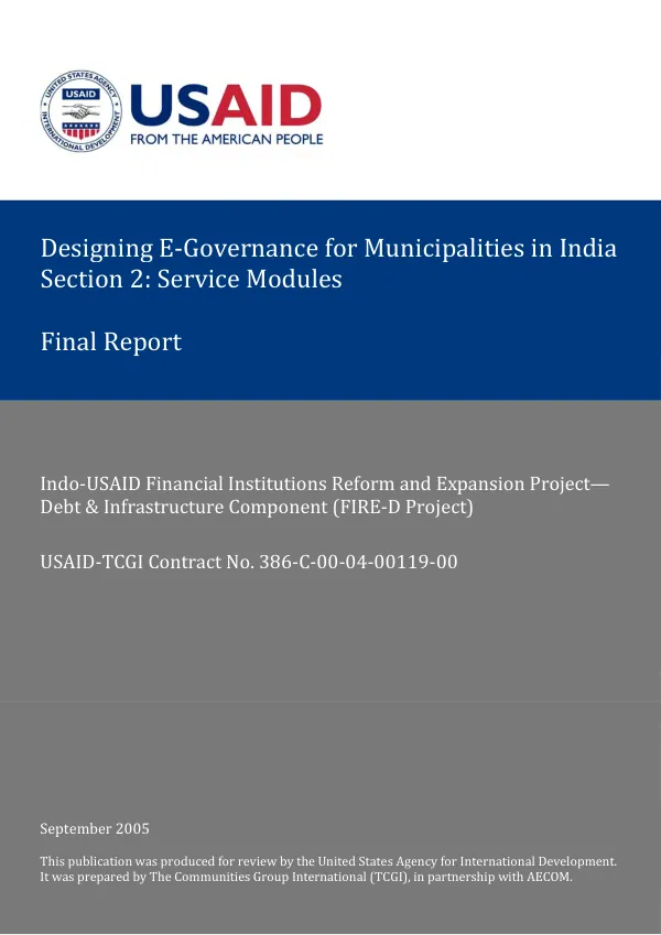 Designing E-governance for municipalities in India : section 2 -- service modules : final report