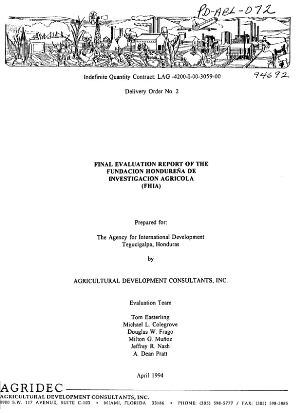 Final evaluation report of the Fundacion Hondurena de Investigacion Agricola (FHIA)