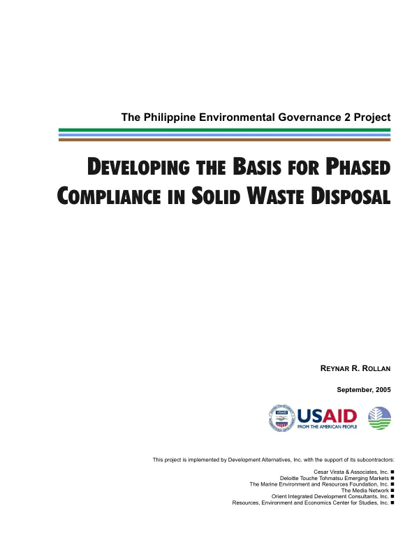 Developing the basis for phased compliance in solid waste disposal