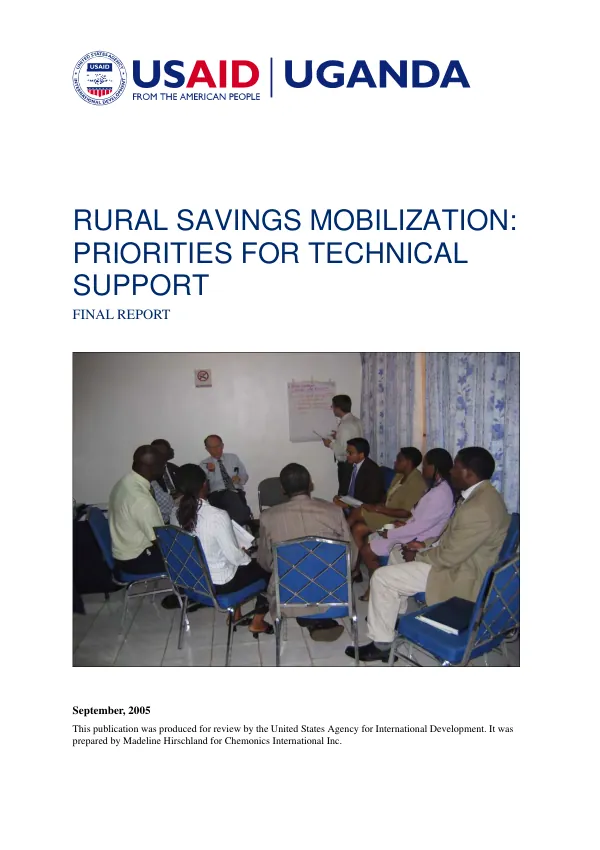Rural savings mobilization : priorities for technical support -- final report