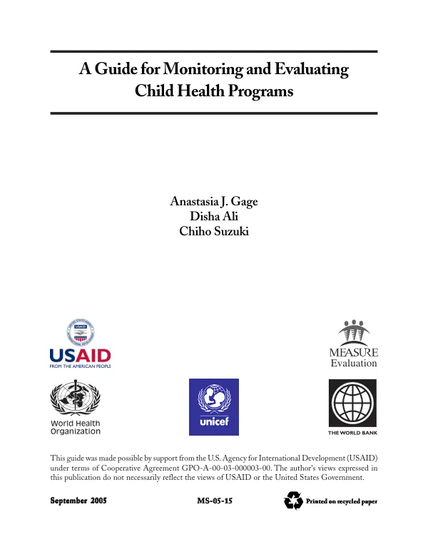 A guide for monitoring and evaluating child health programs