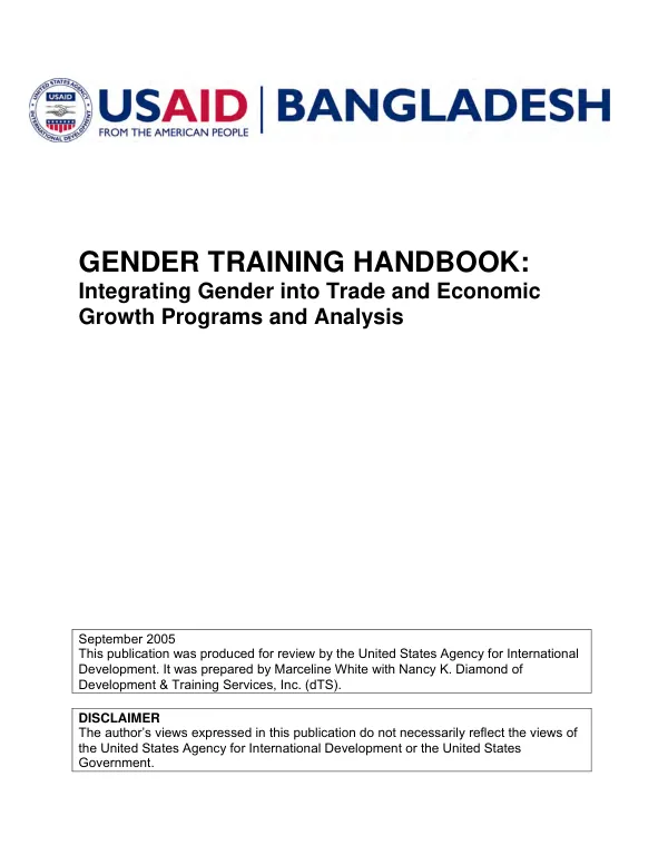 Gender training handbook : integrating gender into trade and economic growth programs and analysis