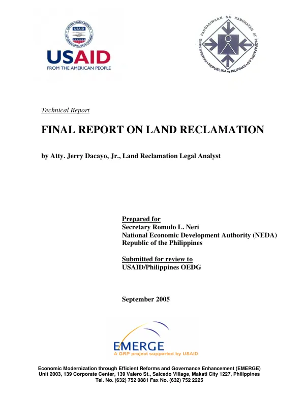 Final report on land reclamation