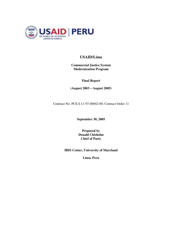 Commercial justice system modernization program : final report (August 2003-August 2005)
