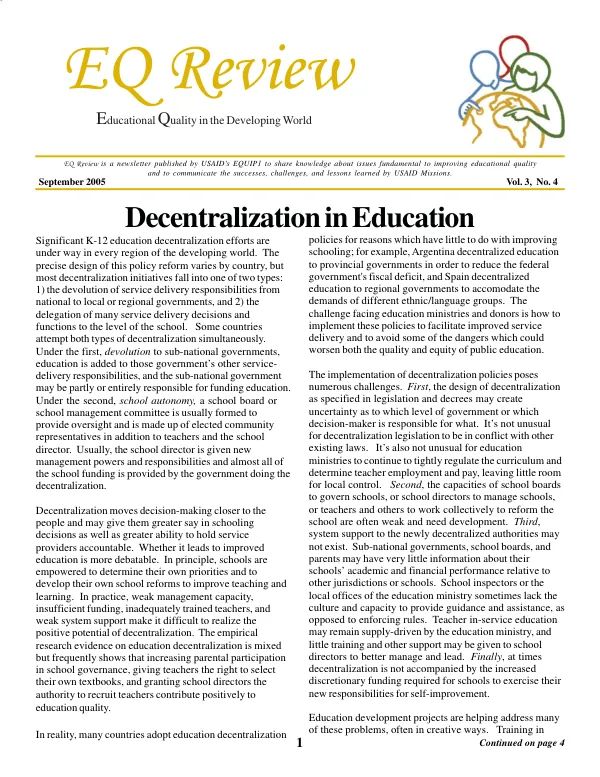 Decentralization in education