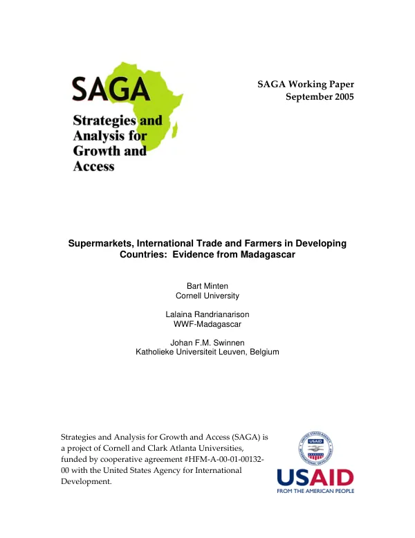 Supermarkets, international trade and farmers in developing countries : evidence from Madagascar