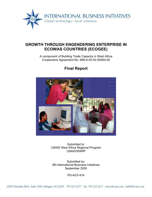 Growth through engendering enterprise in ECOWAS countries (ECOGEE) : final report