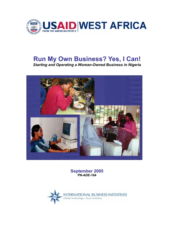 Run my own business? Yes, I can! : starting and operating a woman-owned business in Nigeria