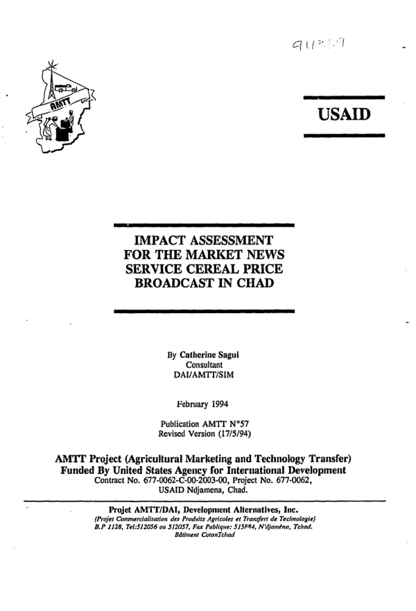 Impact assessment for the market news service cereal price broadcast in Chad