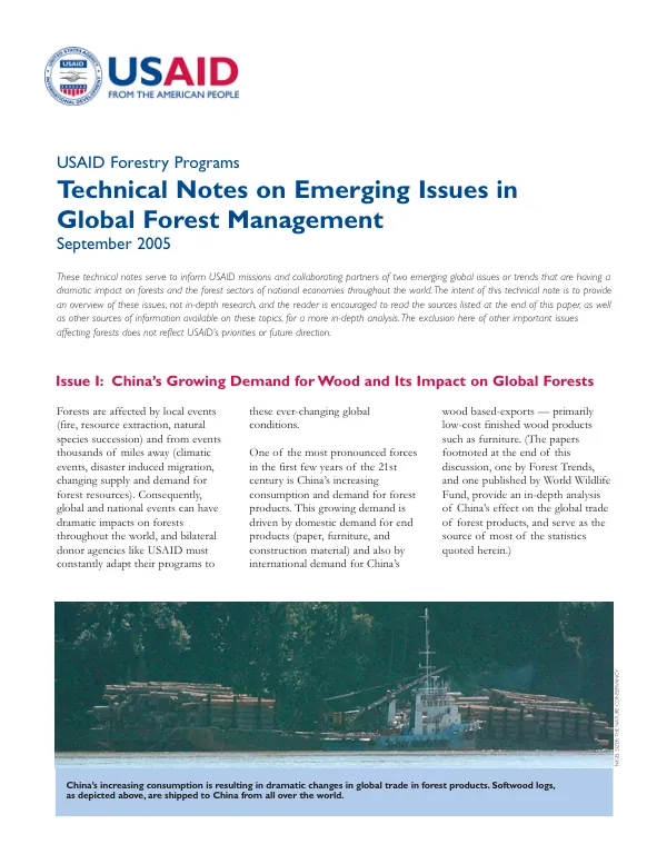 Technical notes on emerging issues in global forest management