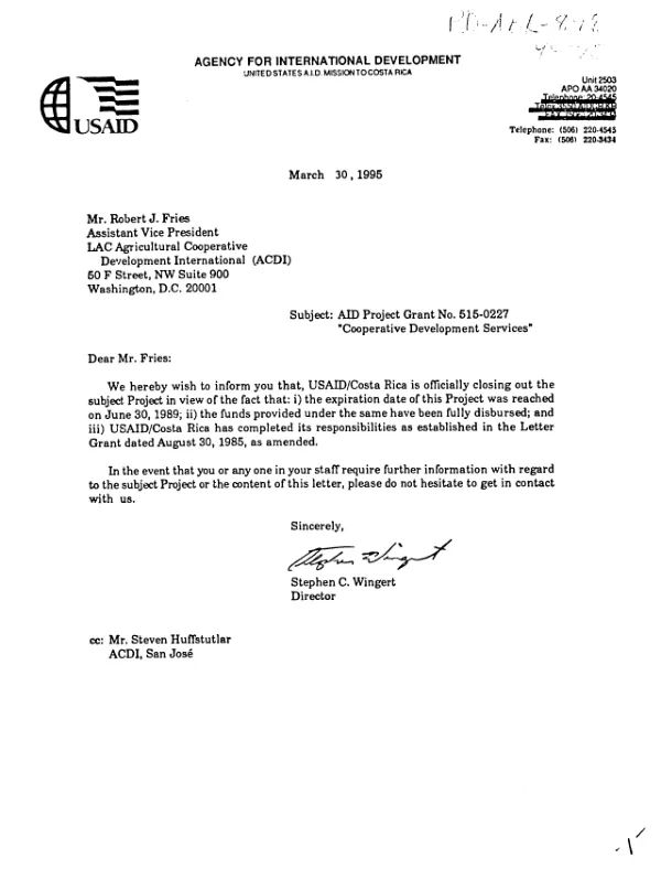 Project assistance completion report : cooperative development services